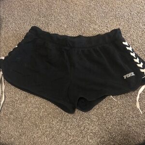 PINK Victoria's Secret Black Athletic Shorts with White Accents